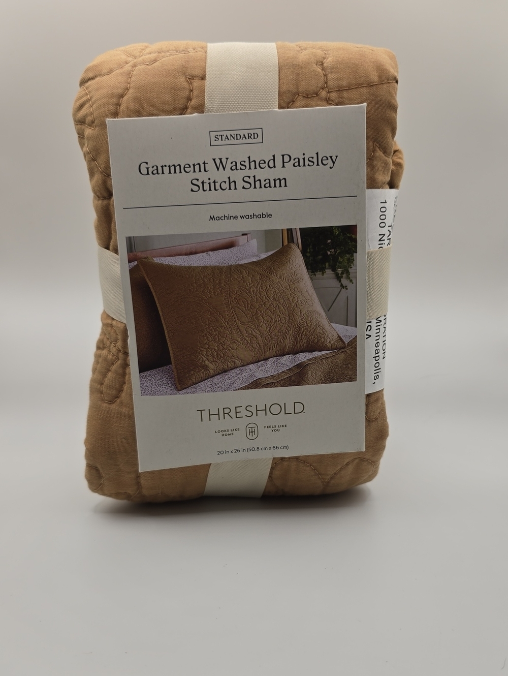Threshold Garment Washed Paisley Stitch Pillow Sham - Brown